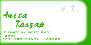 anita kaszap business card